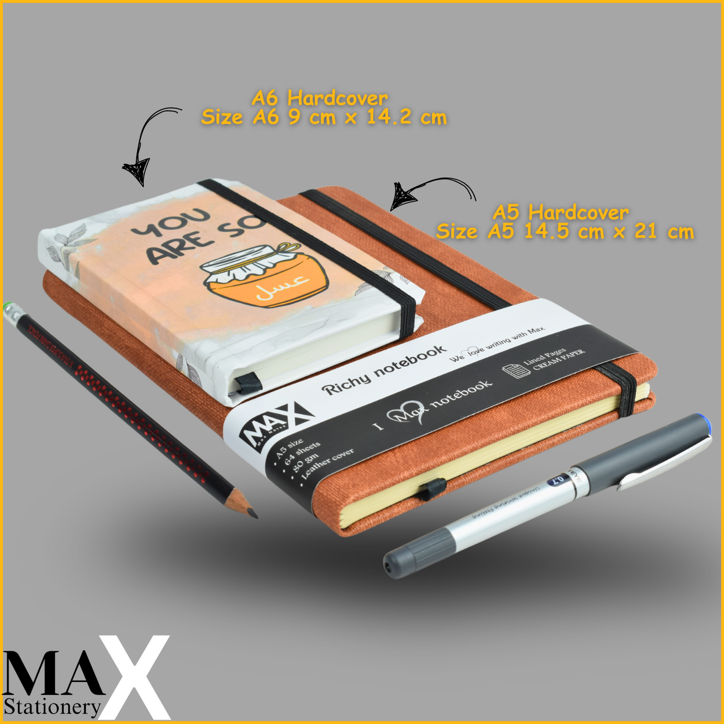 Max Stationery Hardcover Journals & Notebooks | Size A6 9 cm x 14.2 cm | 70 GSM | Lined | 100 sheets | Soul Style
