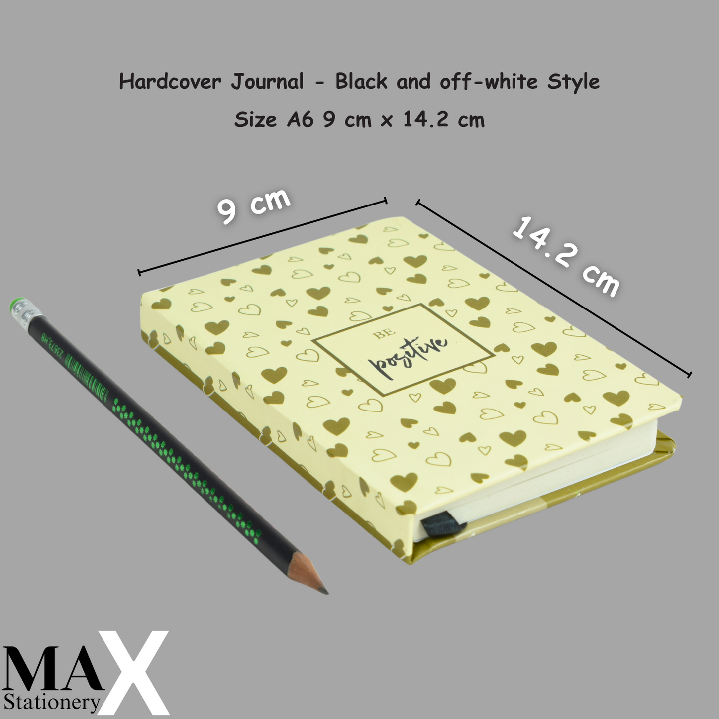 Max Stationery Hardcover Journals and Notebooks | Size A6 9 cm x 14.2 cm | 70 GSM | Lined | 100 sheets | Black & Off-white Style