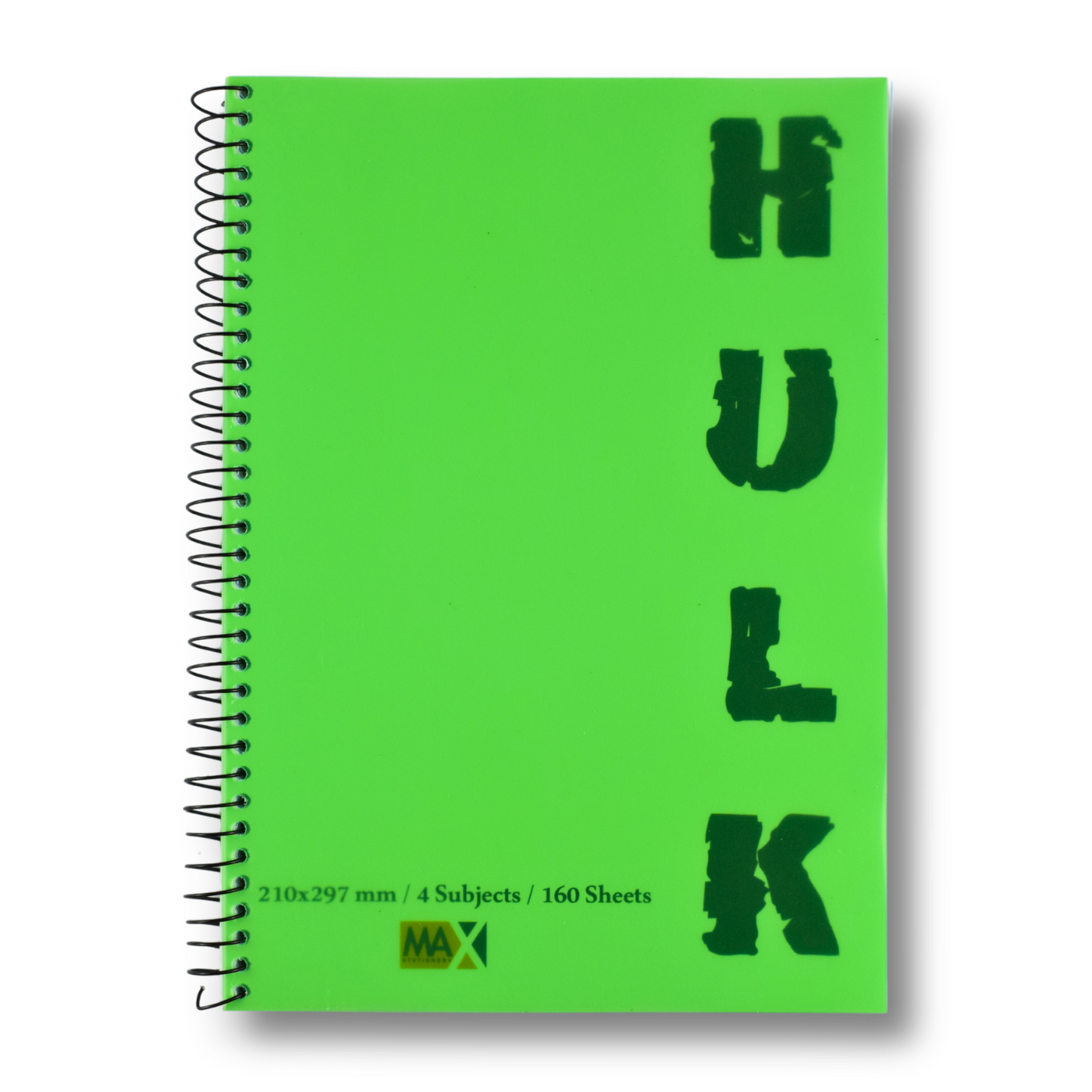 Max Stationery Four Subjects Wire bound Notebook | Size A4 21 cm x 29.7 cm | 60 GSM | Lined | 160 sheets | Hulk Series