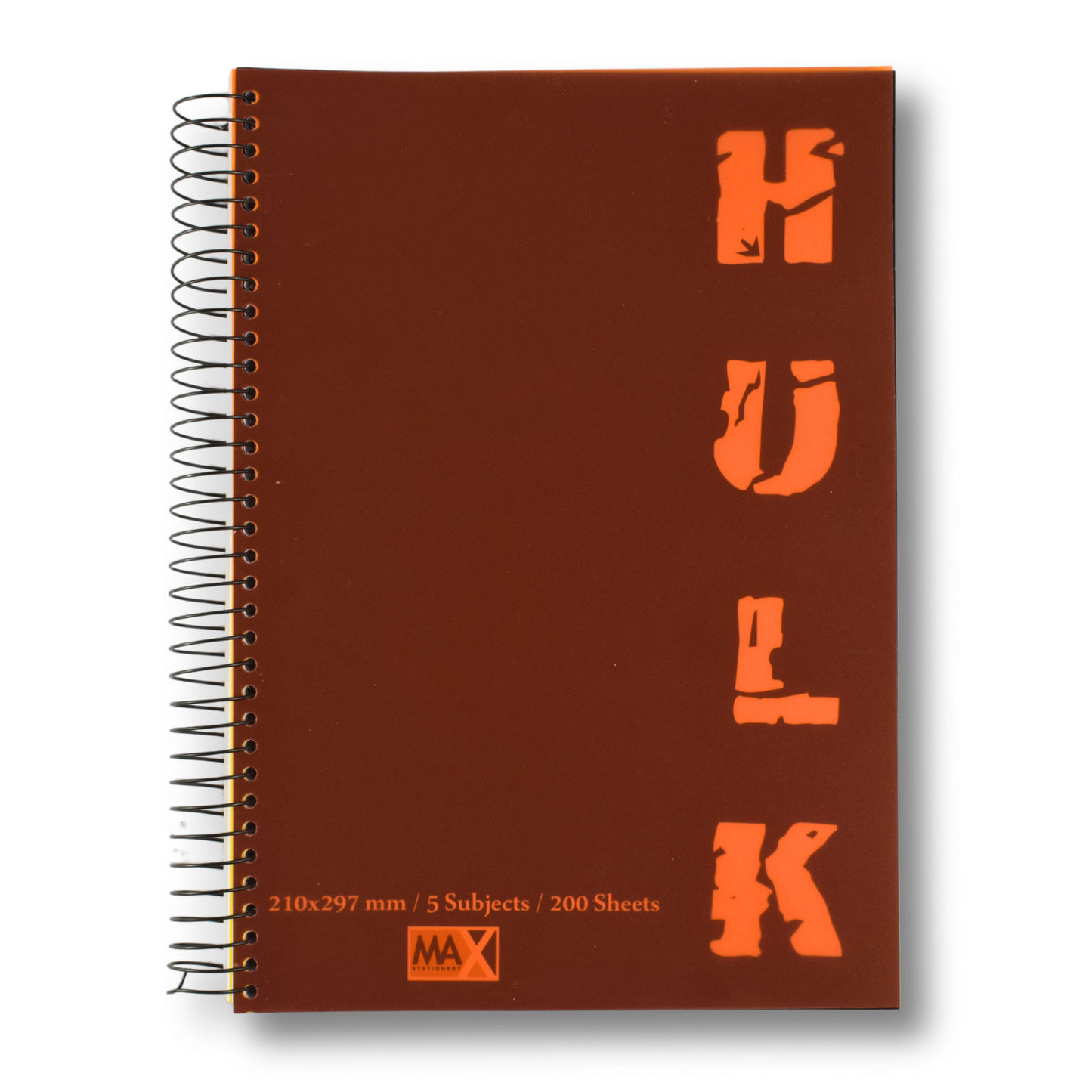 Max Stationery Five Subjects Wire bound Notebook | Size A4 21 cm x 29.7 cm | 60 GSM | Lined | 200 sheets | Hulk Series