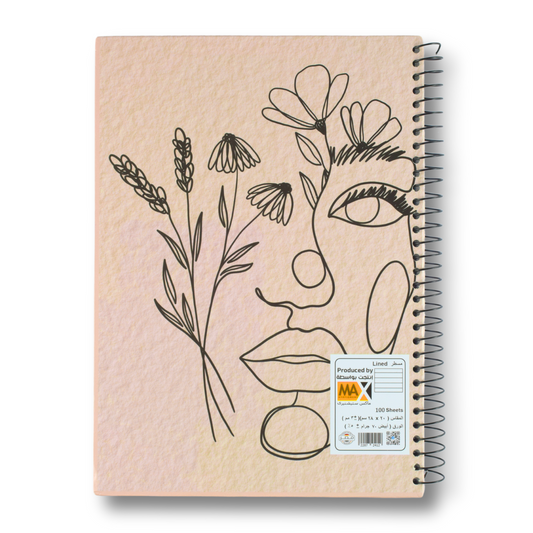Max Stationery Hard Cover Wire bound Notebook | Size A4 20 cm x 28 cm | 70 GSM | Lined | 100 sheets | Nora Gad Designs - Hard Cover Series