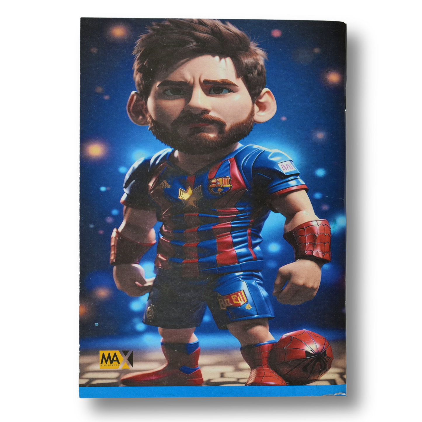 A5 lined school notebook by Max Stationery with 100 sheets, 60 GSM paper, and a 250 GSM duplex designed cover – part of the School Notebook Series. Messi Cover