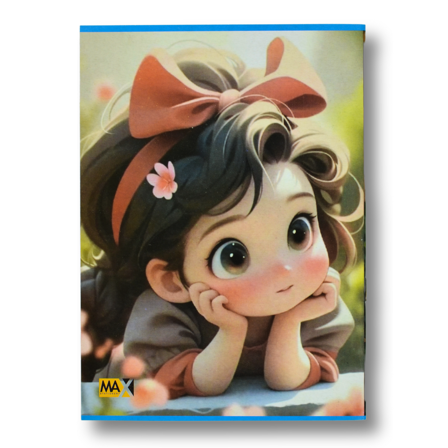 A5 Page and Page school notebook by Max Stationery with 60 sheets, 60 GSM paper, and a 250 GSM duplex cover – lined and blank page layout for writing and drawing.