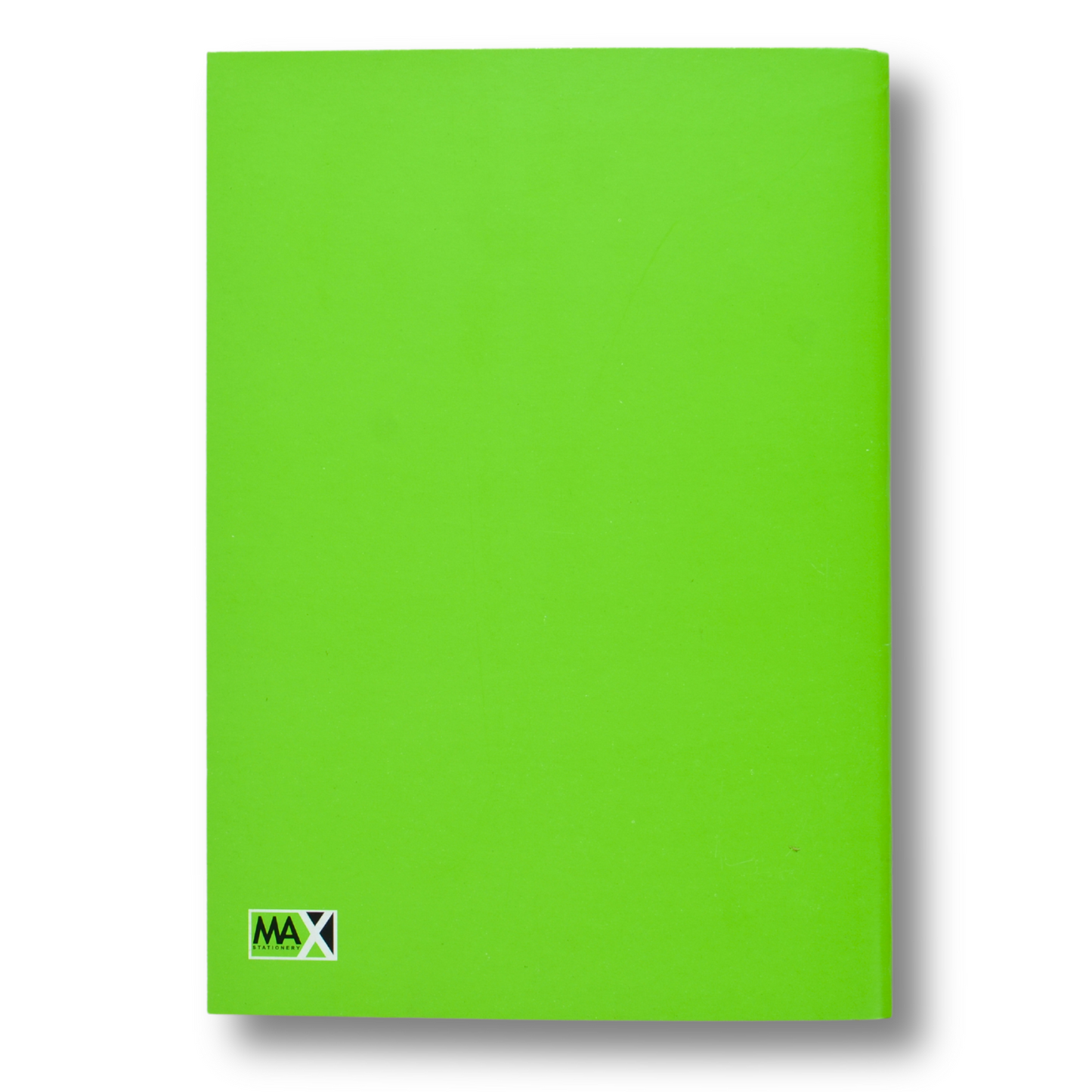 A5 school notebook with lined ruling and 100 sheets, featuring a 250 GSM red, green, blue, or yellow cover protected with glossy cellophane – Main Colors Series by Max Stationery.