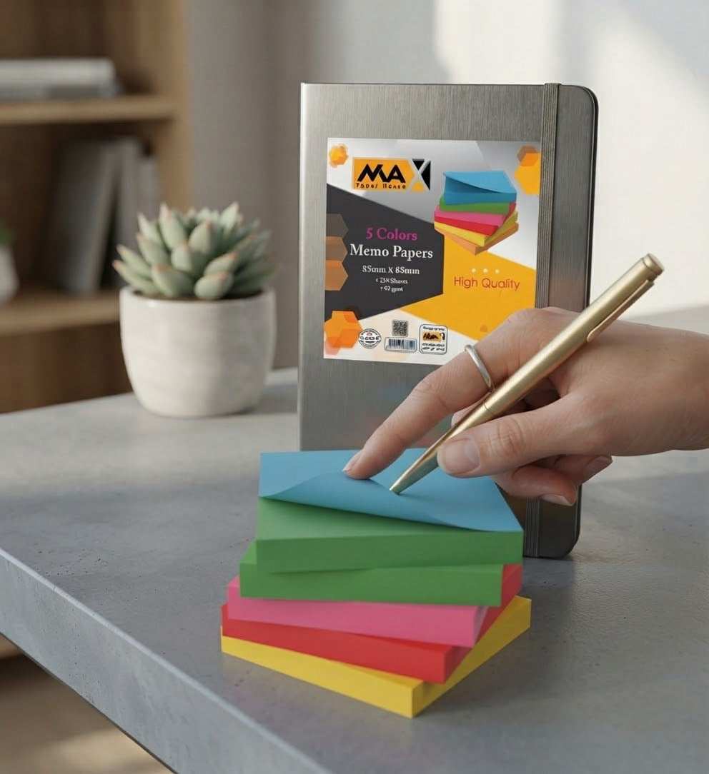 5 Colors Memo Papers Size 85 x 85 CM - 250 Sheets - 80 GSM