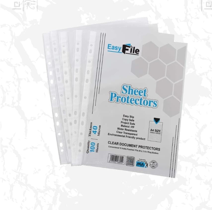 Sheet Protectors - A4 Size - Pack of 100 Sheets