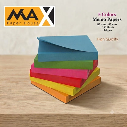 5 Colors Memo Papers Size  85 x 85 CM - 250 Sheets - 80 GSM