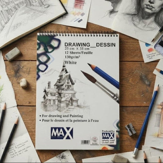 Wire-Bound Design Sketchbook – FS (25 × 35 cm) – 12 Sheets – 130 GSM – Design Sketches Series