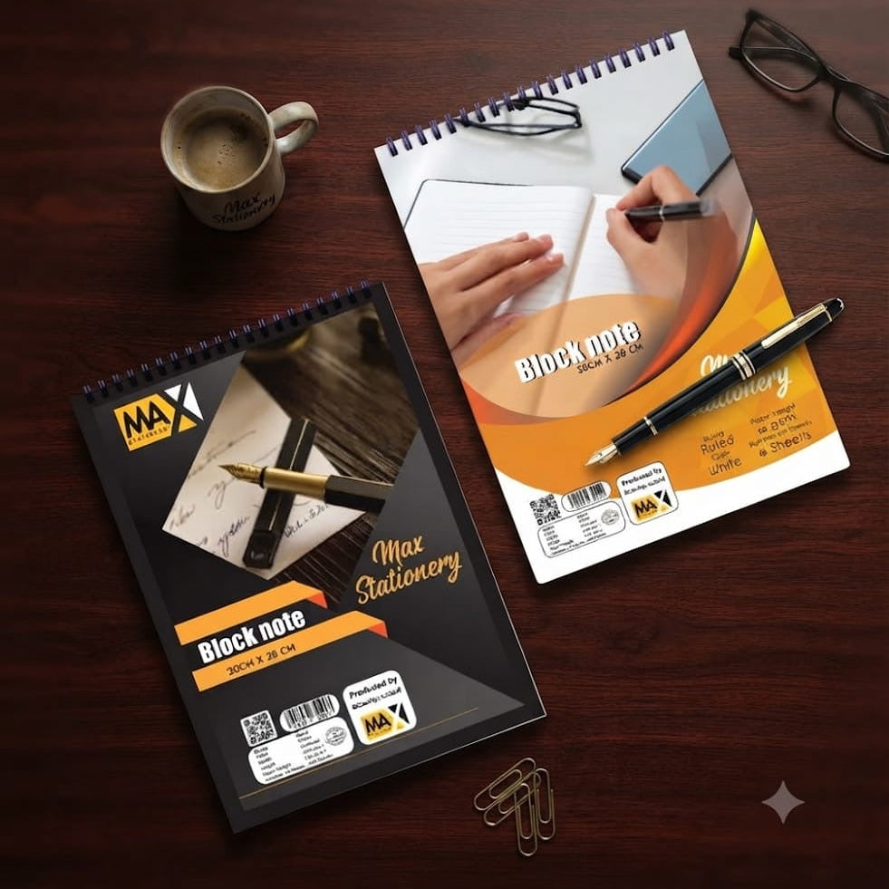 Block Note | Size A4 & A5 |( 14 cm x 20 cm  ) &  (20 cm x 28 cm )  60 GSM | Lined | 40 & 60 sheets | Block Note Series | Cardboard Back Cover