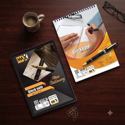 Block Note | Size A4 & A5 |( 14 cm x 20 cm  ) &  (20 cm x 28 cm )  60 GSM | Lined | 40 & 60 sheets | Block Note Series | Cardboard Back Cover