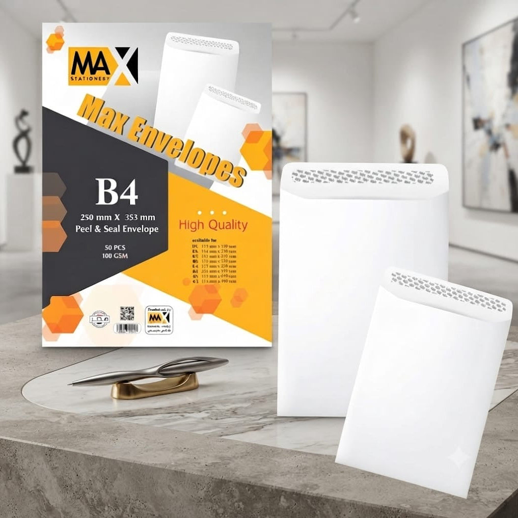 Self adhesive envelope | Plain | Size B4 250 mm x 353 mm | 100 GSM | Pack of 50 envelopes| Envelopes Series