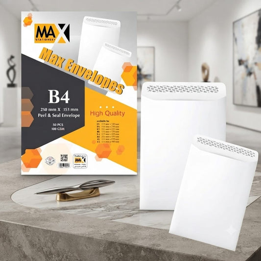 Self adhesive envelope | Plain | Size B4 250 mm x 353 mm | 100 GSM | Pack of 50 envelopes| Envelopes Series