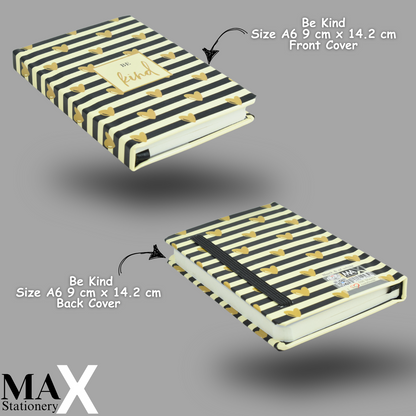 Max Stationery Hardcover Journals and Notebooks | Size A6 9 cm x 14.2 cm | 70 GSM | Lined | 100 sheets | Black & Off-white Style