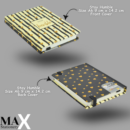 Max Stationery Hardcover Journals and Notebooks | Size A6 9 cm x 14.2 cm | 70 GSM | Lined | 100 sheets | Black & Off-white Style