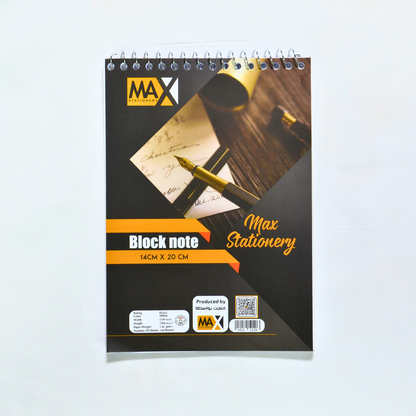 Max Stationery | Block Note | غلاف مقوى متمدد بتصميم V1 | 40 ورقة | مسطر | 14 سم × 20 سم | سلسلة Block Note | غلاف خلفي من الورق المقوى