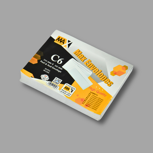 Self adhesive envelope | Plain White envelope | Size C6 114 mm x 162 mm | 80 GSM | Pack of 50 envelopes | Envelopes Series
