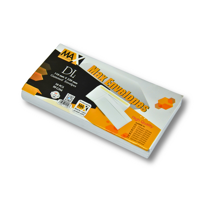 Gummed envelope | Plain White Envelope | Size DL 110 mm x 220 mm | 80 GSM | Pack of 50 envelopes | Envelopes Series