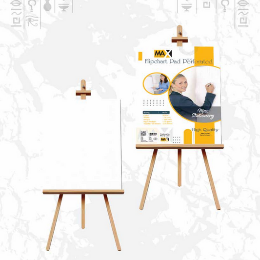 Max Stationery Flip Chart with 15 plain white sheets, <A0 size (70x100 cm), 70 GSM—ideal for meetings, training, teaching, family games and brainstorming.
