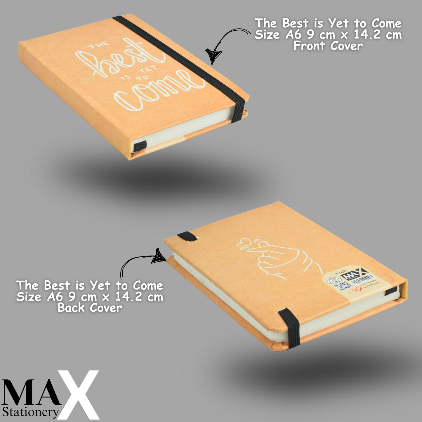 Max Stationery Hardcover Journals & Notebooks | Size A6 9 cm x 14.2 cm | 70 GSM | Lined | 100 sheets | Kraft Style