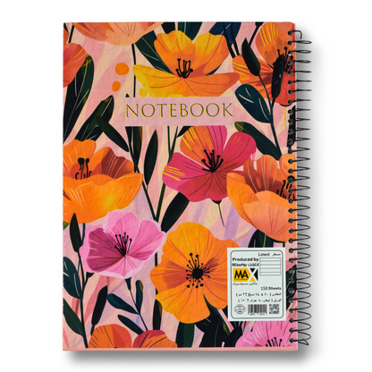 Max Stationery Hard Cover Wire bound Notebook | Size A4 20 cm x 28 cm | 70 GSM | Lined | 150 sheets | Nora Gad Designs - Hard Cover Series