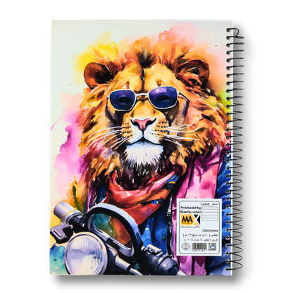 Max Stationery Hard Cover Wire bound Notebook | Size A4 20 cm x 28 cm | 70 GSM | Lined | 150 sheets | Nora Gad Designs - Hard Cover Series