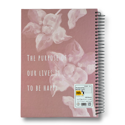 Max Stationery Hard Cover Wire bound Notebook | Size A4 20 cm x 28 cm | 70 GSM | Lined | 200 sheets | Nora Gad Designs - Hard Cover Series