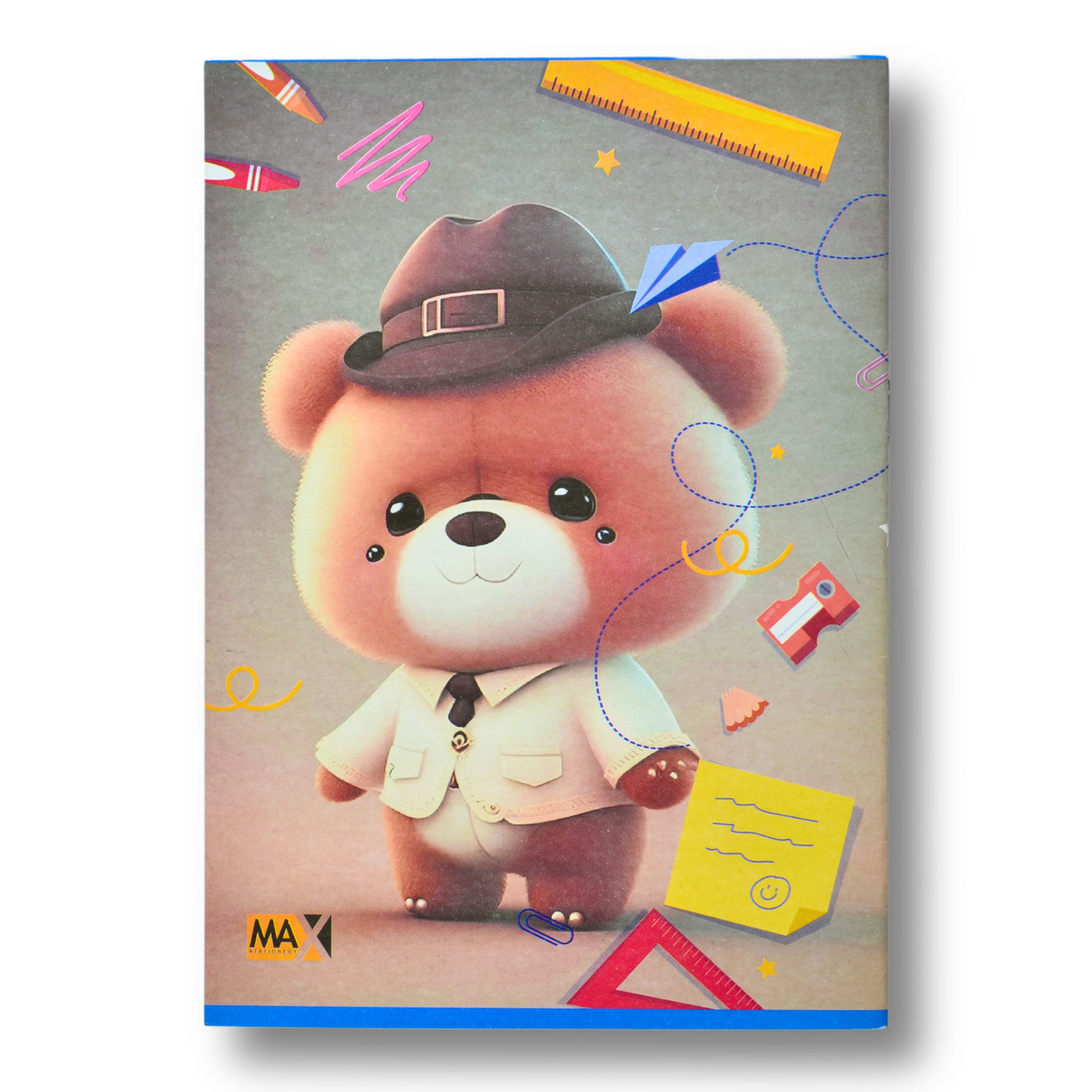 Max Stationery A5 9-line school notebook with 28 sheets, 60 GSM paper, and a designed 250 GSM duplex cover – perfect for handwriting practice.