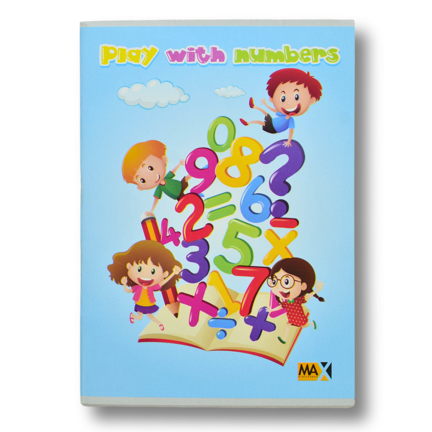 A5 English-ruled school notebook by Max Stationery with 40 sheets, 60 GSM paper, and a 250 GSM duplex designed cover – great for writing practice.

