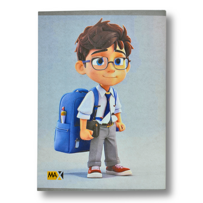 A5 lined school notebook by Max Stationery with 40 sheets, 60 GSM paper, and a 250 GSM designed duplex cover – part of the School Notebook Series.