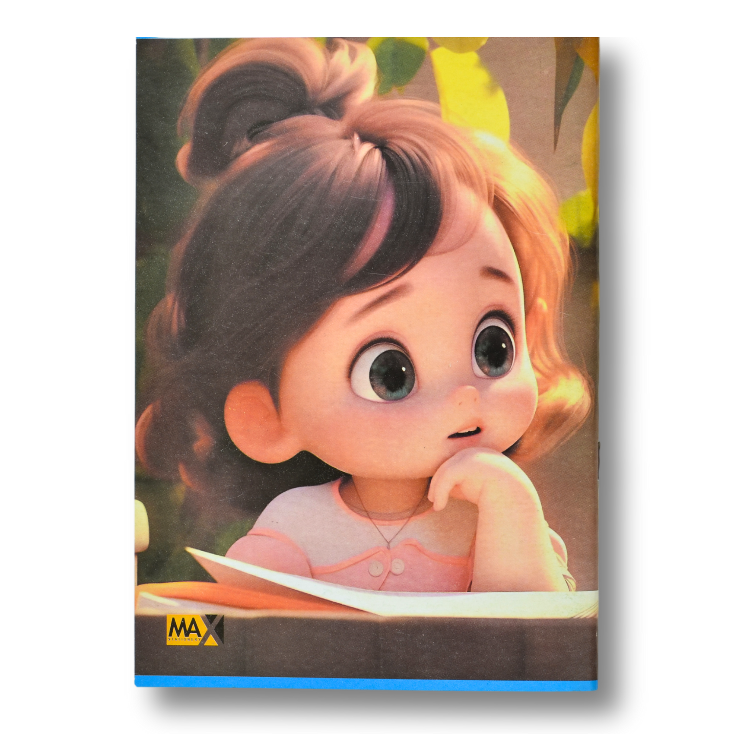 A5 Page and Page school notebook by Max Stationery with 60 sheets, 60 GSM paper, and a 250 GSM duplex cover – lined and blank page layout for writing and drawing.