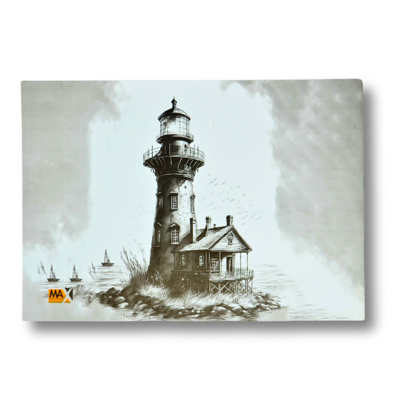 Max Stationery | دفتر رسم تخطيطي مُدبَّس | 40 ورقة | سادة | كبير | 24 سم × 34 سم | منظر طبيعي | سلسلة رسومات تخطيطية