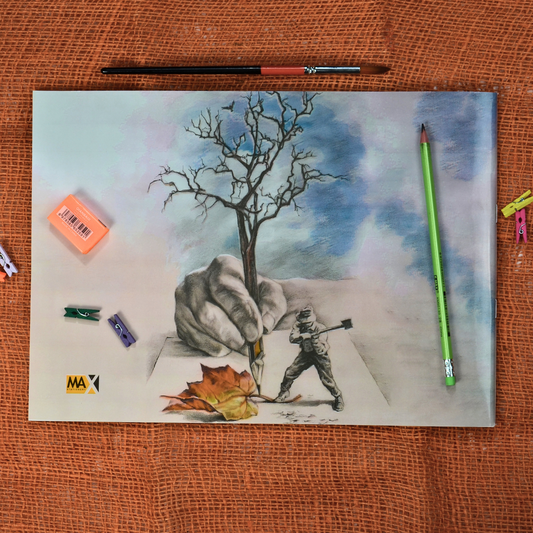 Max Stationery | دفتر رسم تخطيطي مُدبَّس | 40 ورقة | سادة | كبير | 24 سم × 34 سم | منظر طبيعي | سلسلة رسومات تخطيطية