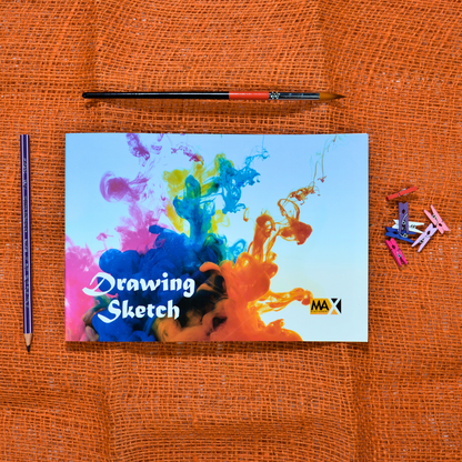 Stapled Drawing Sketch Book | White Drawing Paper | Size B5 17 cm x 24 cm | 16 sheets | 80 GSM | Drawing Sketches Series | Lanscape Orientation by Max Paper House