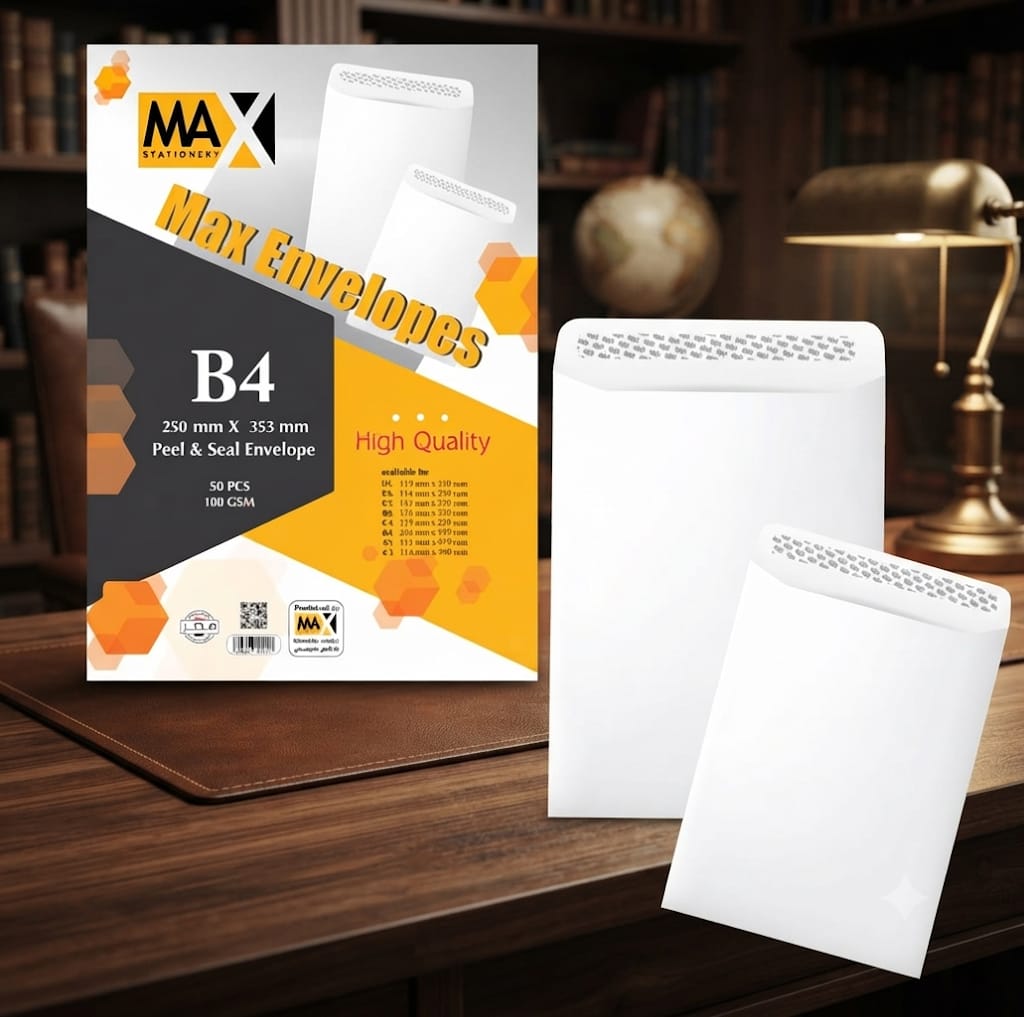 Self adhesive envelope | Plain | Size B4 250 mm x 353 mm | 100 GSM | Pack of 50 envelopes| Envelopes Series