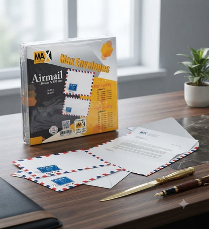 Air mail self-adhesive envelope | Block-Border | Size 110 mm x 150 mm | 80 GSM | Pack of 50 envelopes | Envelopes Series