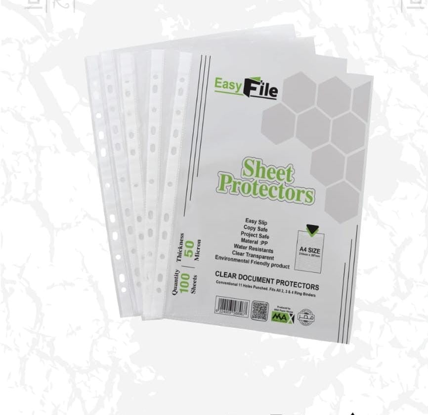Sheet Protectors - A4 Size - Pack of 100 Sheets
