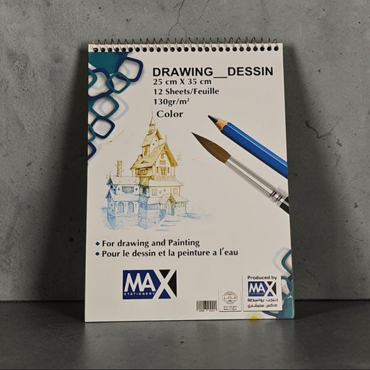 Wire-Bound Design Sketchbook – FS (25 × 35 cm) – 12 Sheets – 130 GSM – Design Sketches Series