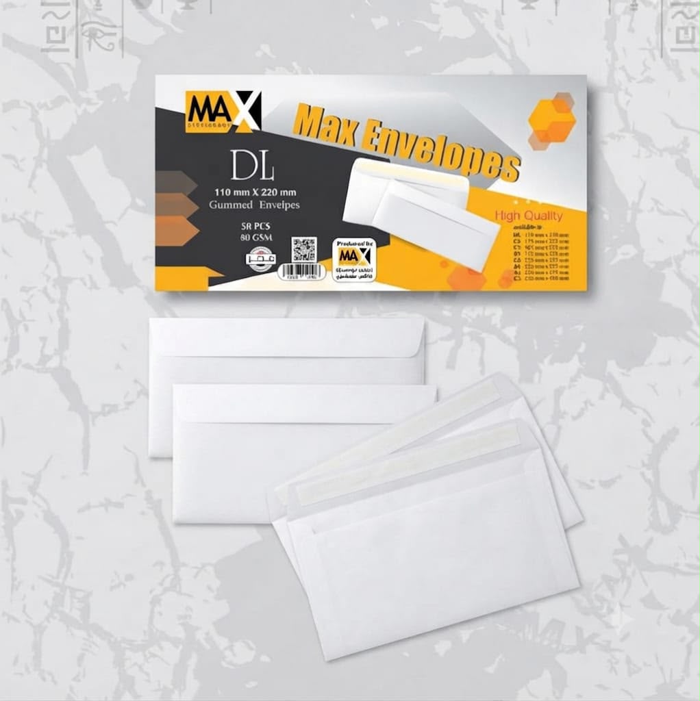 Gummed envelope | Plain White Envelope | Size DL 110 mm x 220 mm | 80 GSM | Pack of 50 envelopes | Envelopes Series